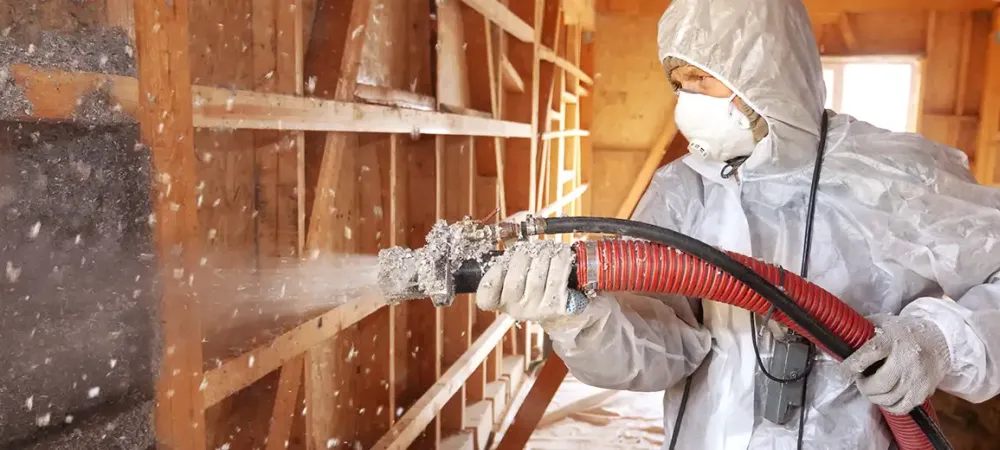 A technician performing an insulation service